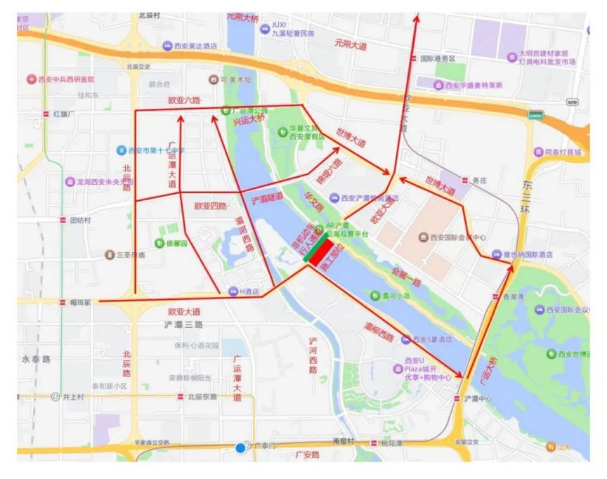 西安浐灞国际港欧亚大道灞河2号桥施工期间交通管制通告（时间 绕行）