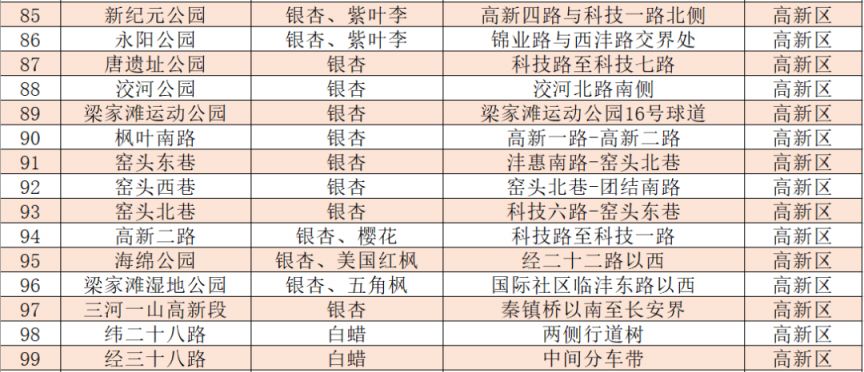 2025西安市各区县落叶缓扫地点汇总