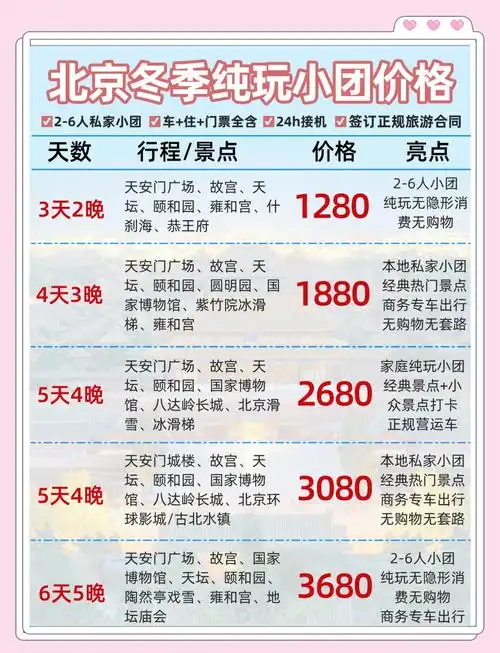 北京旅游跟团价格表图片大全