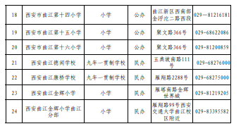 西安市曲江新区中小学一览表