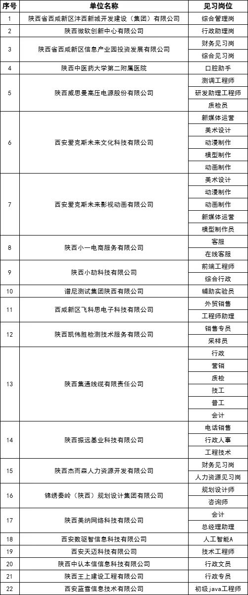 2026年西咸新区沣西新城第一批就业见习